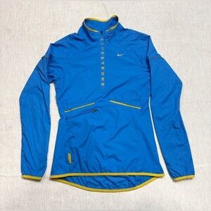 Nike Womens Livestrong Blue & Yellow XS Windbreaker Half Zip Pullover Athletic